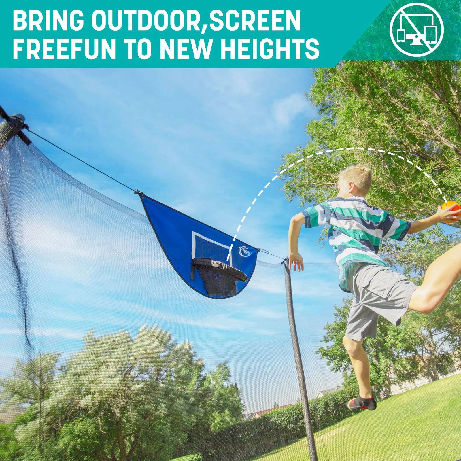 14'x8' Trampoline with Enclosure Net and Basketball Game - Image 4