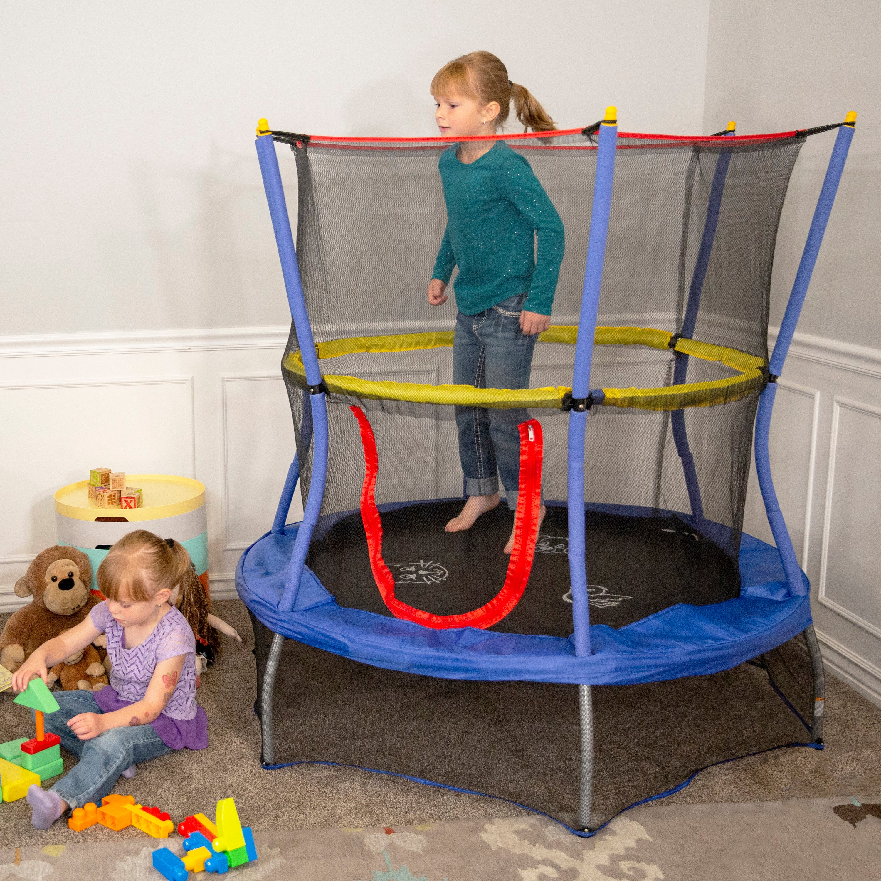 55" Round Bounce-N-Learn Interactive Mini Trampoline with Enclosure and Sound - Image 3