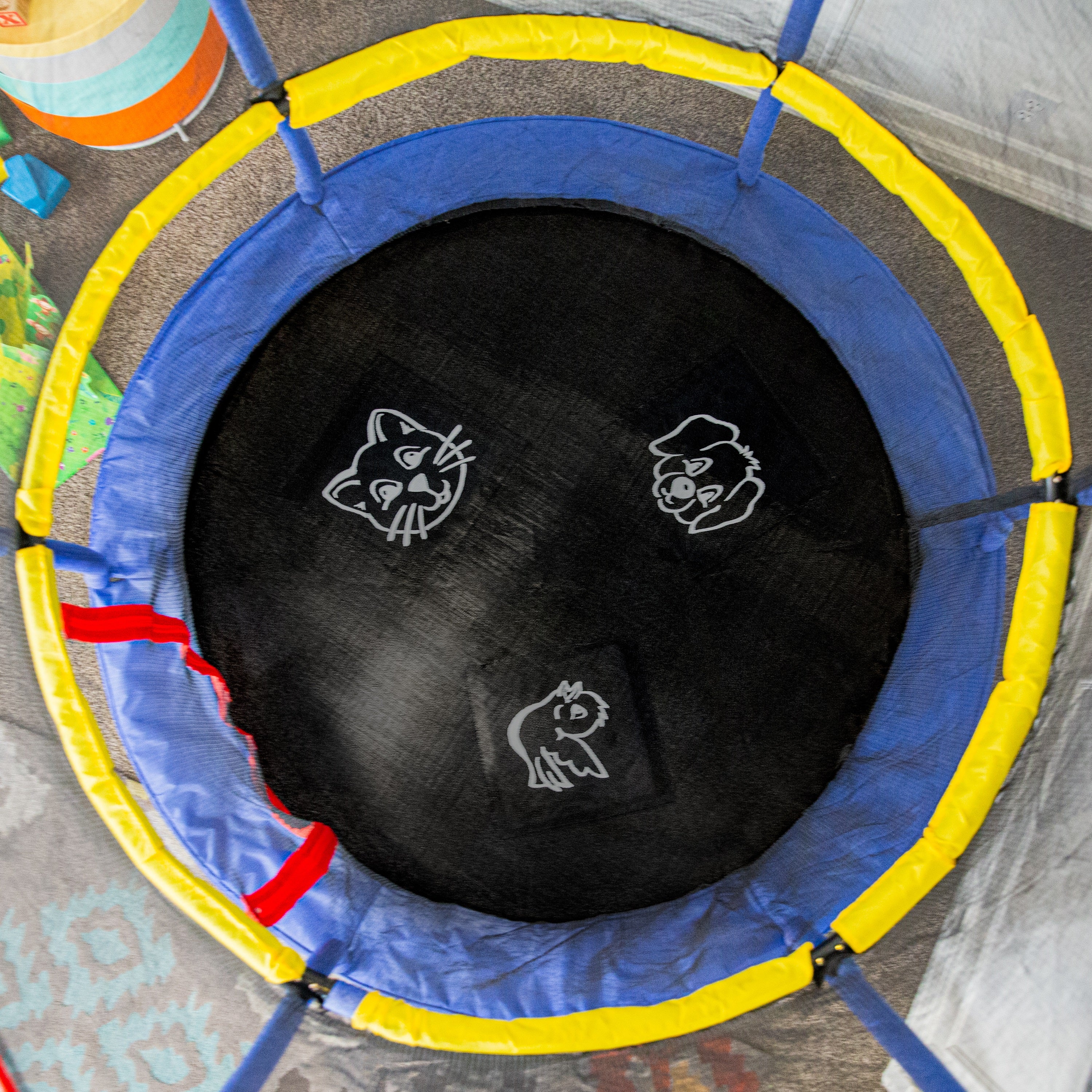 55" Round Bounce-N-Learn Interactive Mini Trampoline with Enclosure and Sound - Image 4