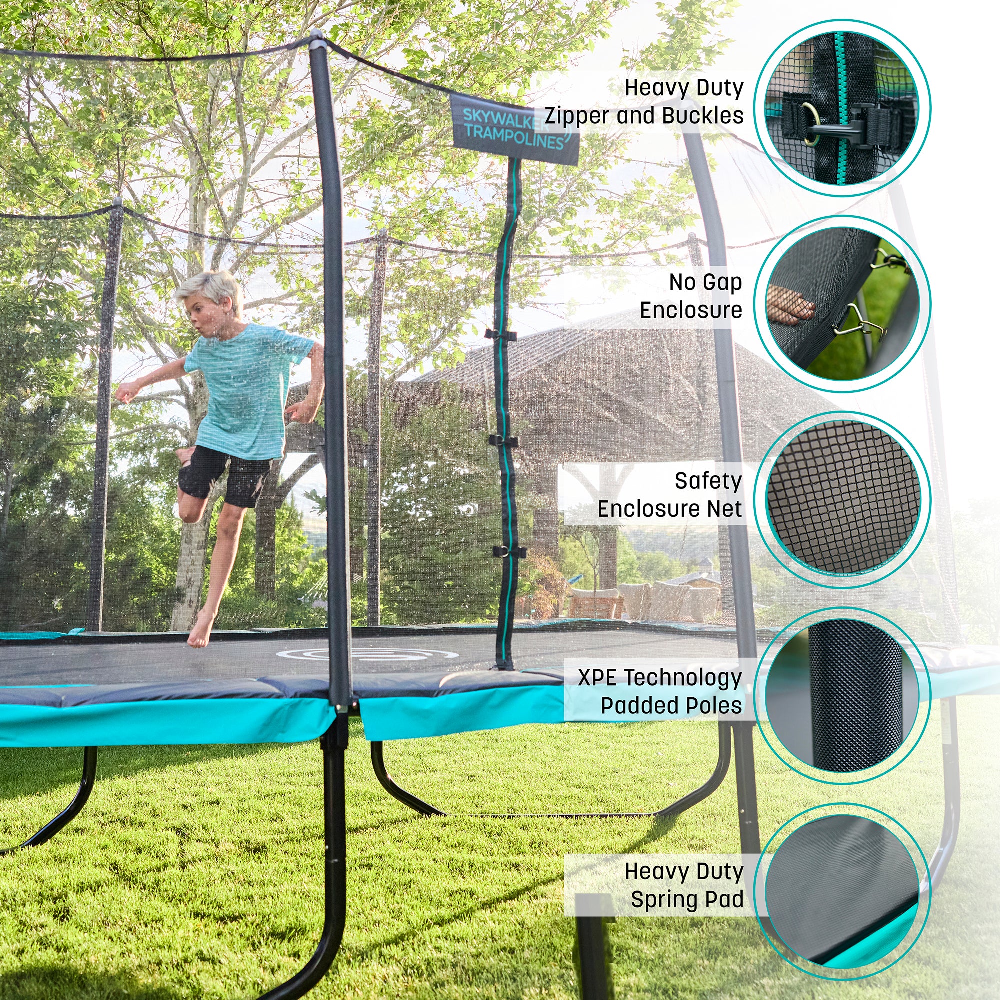 Signature Series 14'x8' Rectangle Outdoor Trampoline with Enclosure - Image 3