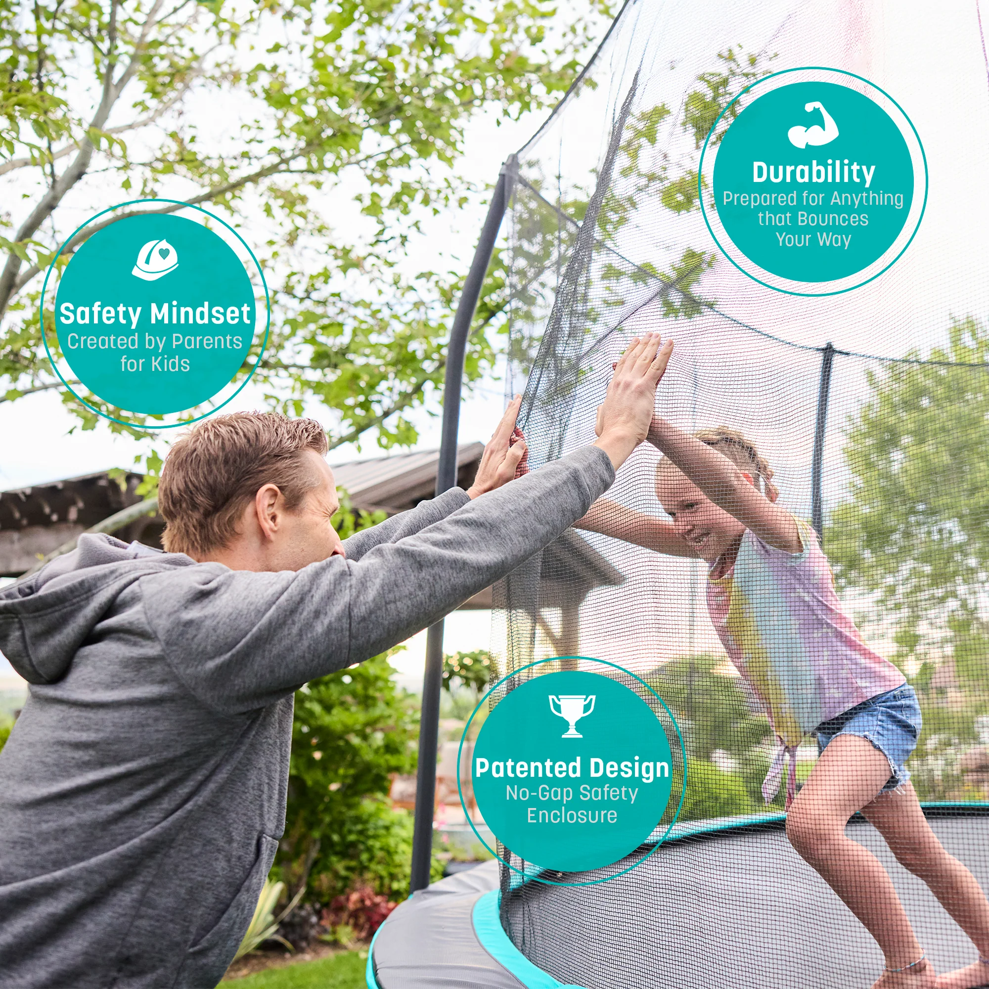 Signature Series 12' Round Outdoor Trampoline with Enclosure - Image 3