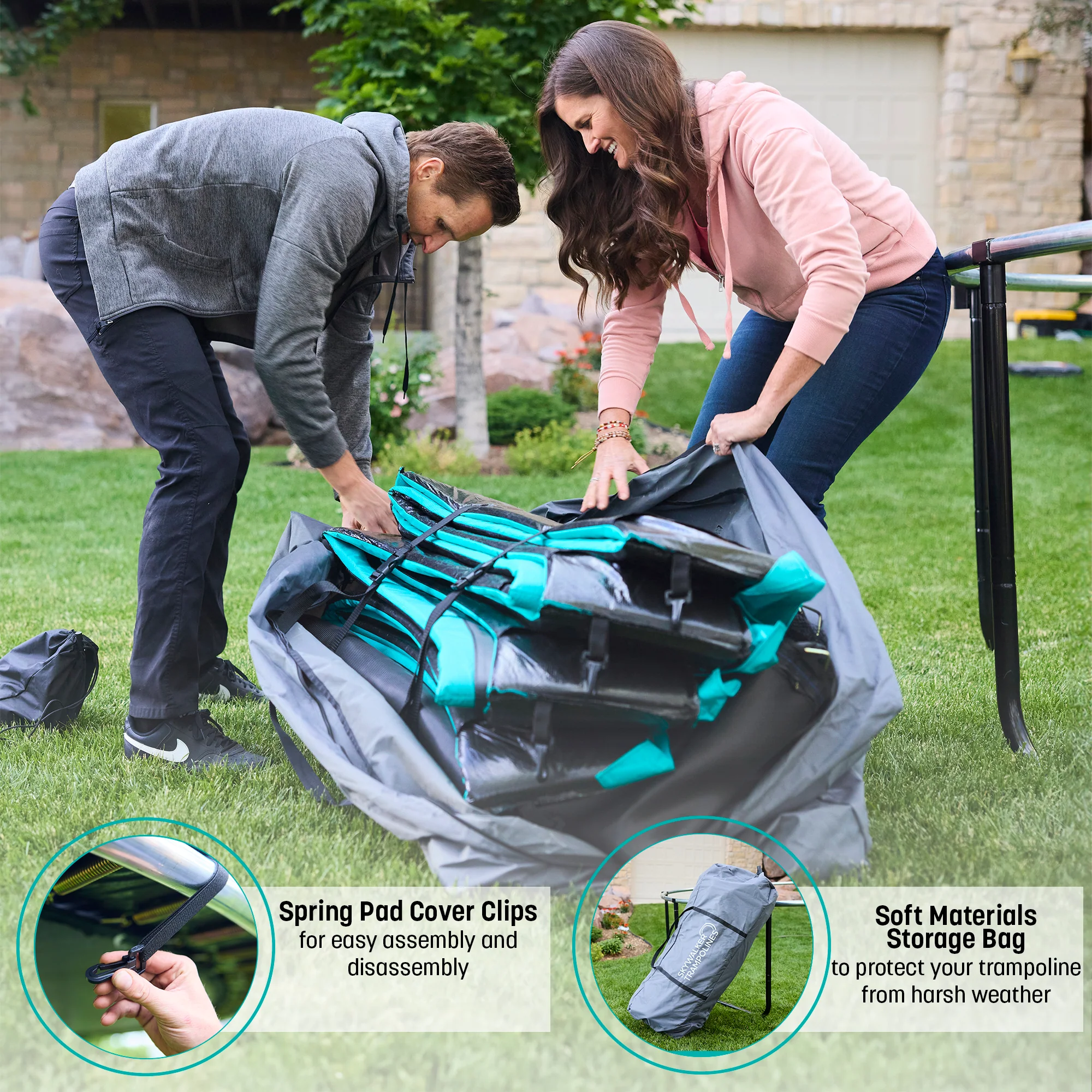 Signature Series 12' Round Outdoor Trampoline with Enclosure - Image 5